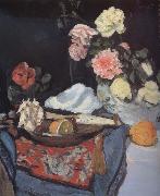 George Leslie Hunter Fruit and Flowers on a Draped Table Norge oil painting reproduction